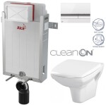 ALCADRAIN Renovmodul - předstěnový instalační systém s bílým/ chrom tlačítkem M1720-1 + WC CERSANIT CLEANON CARINA + SEDÁTKO AM115/1000 M1720-1 CA2