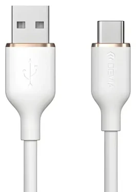 Devia Jelly Series datový kabel USB-A - USB-C bílá / Datový kabel / silikonový / 1,2 m (6938595386626)