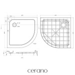 CERANO - Sprchová vanička samonosná čtvrtkruhová Arvo - SMC/minerální kompozit - strukturovaná bílá - 89,5x89,5x14 - s nožičkami CER-679509