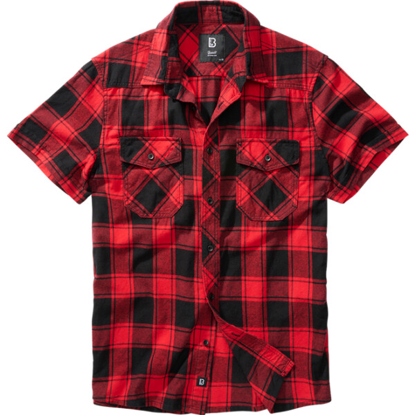 Brandit Košile Checkshirt Halfsleeve červená | černá 3XL