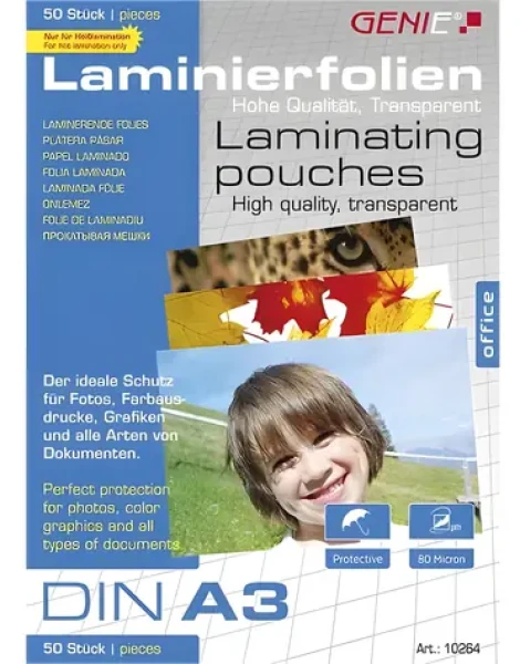 GENIE Laminovací fólie A3 / Laminovací fólie / 50 ks / 303×426 mm (10264)