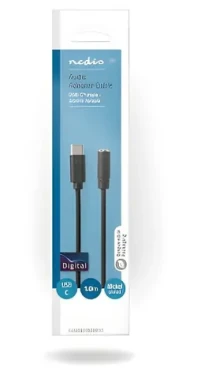 Nedis USB-C audio adaptér černá / Adaptér / USB-C zástrčka - 3,5 mm jack / 1 m / box (CCGB65960BK10)