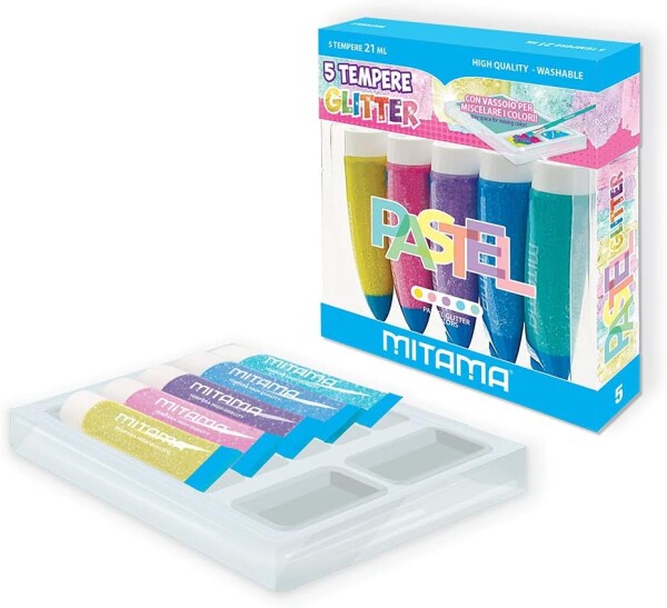 Mitama Mitama, 62879, sada temperových barev s aplikátorem, glitter, 5 ks