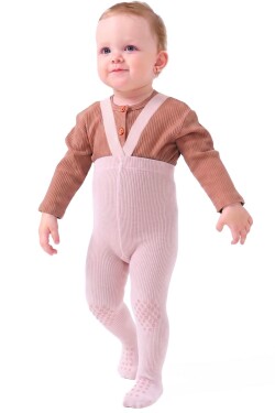 BeSnazzy dětské protiskluzové punčocháče s kšandami - pro zdravé lezení a první krůčky - růžové, velikost: 86-92