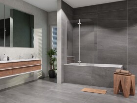 Lansanit Vanová zástěna H2P 1000x1400, chrom/čiré sklo LAN07003