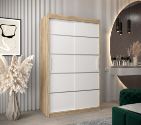Šatní skříň Abi V1 Barva korpusu: Dub Sonoma, Rozměry: 120 cm, Dveře: Bílá