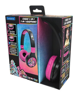 Lexibook 2v1 bluetooth skládací sluchátka Monster High s limitem hlasitosti - Alltoys Lexibook