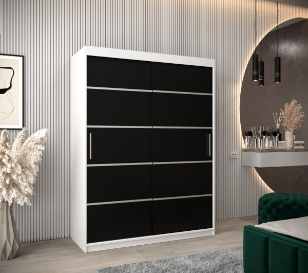 Šatní skříň Abi V1 Barva korpusu: Bílá, Rozměry: 150 cm, Dveře: Černá