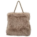 Módní dámská plyšová kabelka do ruky Lilith, khaki