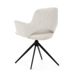 Židle jídelní, krémová látka, 360° vratný mechanismus, černý kov