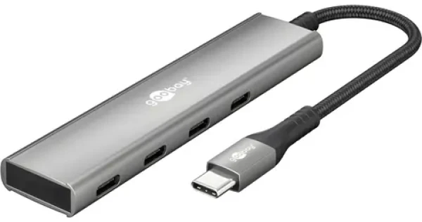 Goobay 76564 šedá / USB hub / 4 porty USB-C / 5 Gbit/s (76564)