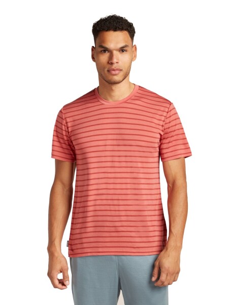 Pánské merino tričko s krátkým rukávem ICEBREAKER Mens 125 Cool-Lite Drayden SS Tee Stripe, Plume/Jasper/S velikost: XL
