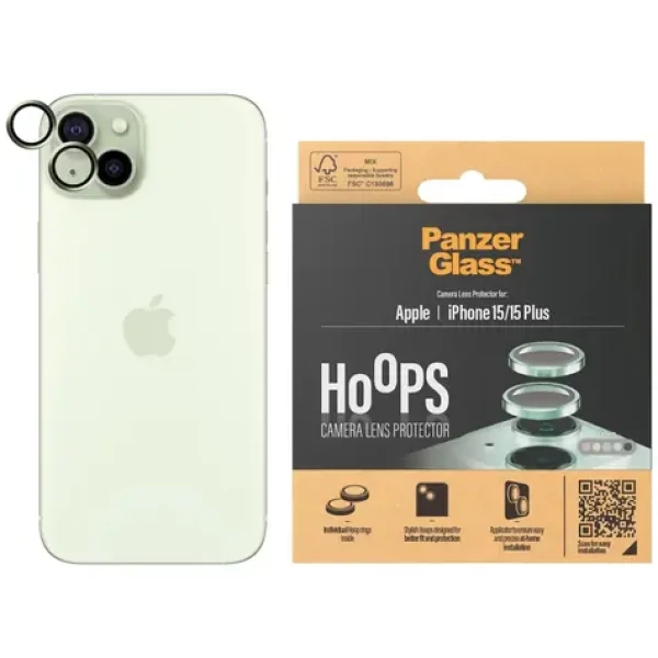 PanzerGlass HoOps Apple iPhone 15/15 Plus ochranné kroužky pro čočky fotoaparátu - zelený hliník (1191)