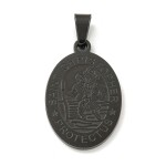 Přívěsek z nerezové oceli - placička se sv. Kryštofem - různé varianty - 27 x 18 x 2 mm - 1 ks Barva: Černá