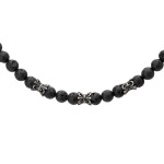 Pánský korálkový náhrdelník Luis - 6 mm lávový kámen, etno styl, Černá 45 cm