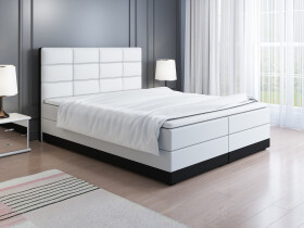 FRONTI Postel 1 200x200 s úložným prostorem - bílá + černá (ekokůže) - Soft 17 + 11