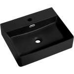 CERANO - Umyvadlo keramické - nástěnné i na desku - Peno - černá matná - 50x42 CER-665631