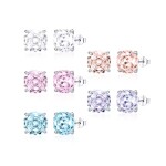 Stříbrné náušnice Ledová růže s růžovým krystalem 6/8 mm, Růžová 6 cm