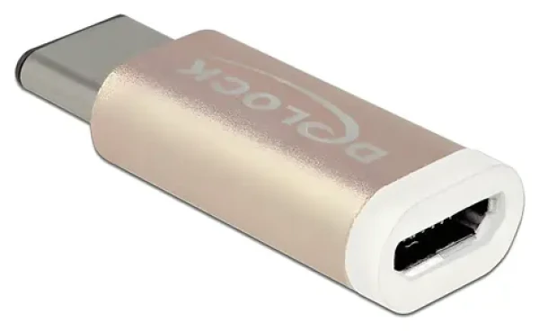 DeLock Adaptér USB 2.0 Micro-B (F) - USB-C (M) měděná / Adaptér / USB 2.0 (65677)