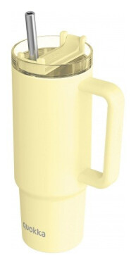 Nerezový termohrnek s brčkem Vibe Pastel Yellow 880ml