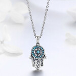 Elenys stříbný náhrdelník Hamsa Symbol ochrany