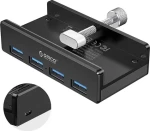 Orico USB Hub 4x USB-A přišroubovatelný černá / USB Hub / 4x USB-A 3.0 / hliníkové tělo / šroubové uchycení (MH4PU-P-BK-BP)