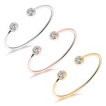 Pevný bangles náramek Iva Gold - ocel, zirkon, Zlatá