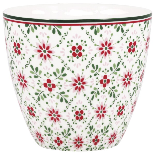 GREEN GATE Latte cup Nenne White 300 ml, zelená barva, porcelán 300ml