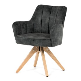 Židle jídelní, otočný mechanismus 360°, taštičkové pružiny v sedáku, tmavě zelená látka, noha masiv dub