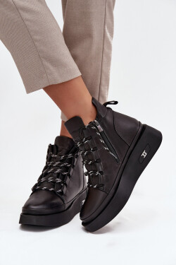 Kožené dámské kotníčkové boty na platformě s vyhříváním Artiker 55C0809 Černé 36