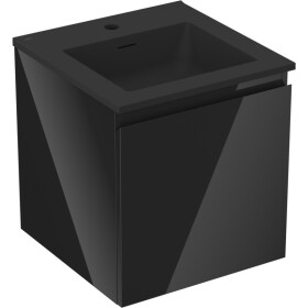 MEXEN/S - Orio koupelnová skříňka 45 cm s umyvadlem Otis, 1 šuplík, černá lesk/černá mat 91A10-04547-1-BF70-W18M71