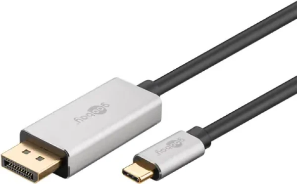 Goobay 60176 černá/stříbrná / Adaptérový kabel USB-C - DisplayPort / 8K 60Hz / HDR / 2 m (60176)