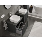 MEXEN/S - Rivel koupelnová skříňka pod umyvadlo 60, 1 šuplík, reliéf , grafit mat 91A20-06047-1-BF66