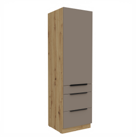 Vysoká potravinová skříňka Aria 60 DKS-210 3S 1F - Premium Box Barva korpusu: Dub artisan, Barva dvířek: TA - Sandgrau AFM