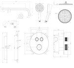 Kielle - Oudee Termostatická baterie pod omítku, pro 2 spotřebiče, s příslušenstvím EcoSpare a tělesem, matná černá 20602SPT34