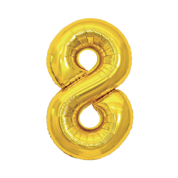 Balónek fóliový 85 cm zlatý číslo 8