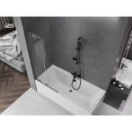 MEXEN/S - Velar dvoukřídlá posuvná vanová zástěna 85 x 150, transparent, grafit metal 896-085-000-01-95