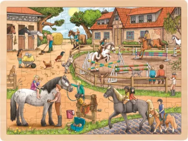 GOKI Dřevěné puzzle Jezdecká stáj