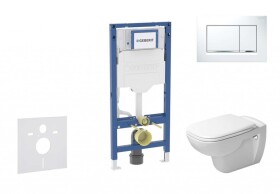 GEBERIT - Duofix Set předstěnové instalace, klozetu D-Code a sedátka softclose, tlačítko Sigma30, bílá/lesklý chrom SANI11CP3104