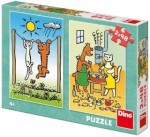 Puzzle 2x48 dílků: Pejsek kočička