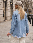 Dámská džínová bunda oversize s odřeninami, světle modrá, FashionStreet TY5686 S/M