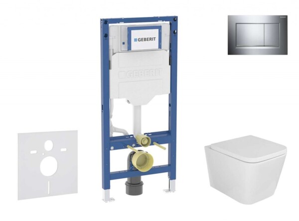 GEBERIT - Duofix Set předstěnové instalace, klozetu Arkas a sedátka softclose, tlačítko Sigma30, chrom SANI11CA1112B