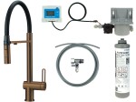 DEANTE - Magnetic baterie kuchyňská broušený bronz, se sadou pro filtraci vody, s elastickou hubicí; BRMFC75M