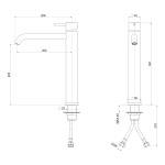 SAPHO - ULTRAMIX stojánková umyvadlová baterie vysoká, prodloužená hubice, zlato mat UT007G