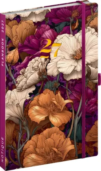 NOTIQUE Planbook Vintage Flowers 2027 / Diář se zápisníkem / 13 × 21 cm / 14denní horizontální kalendárium