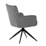 Židle jídelní, taštičkové pružiny v sedáku, 180° otočný mechanismus, šedá voděodolná látka, černý kov
