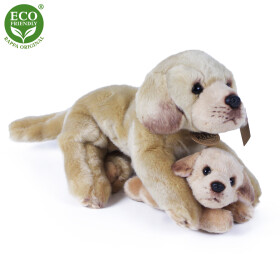 Plyšový labrador s miminkem ležící 25 cm ECO-FRIENDLY