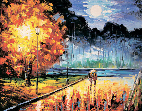 Antistresové omalovánky TSvetnoy TSvetnoy, LG254e, Diamond painting - diamantové malování, 40 x 50 cm, Podzimní naladění