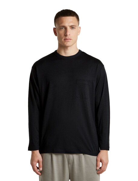 Unisex merino triko dlouhý rukáv ICEBREAKER Unisex Merino 150 LS Pocket Tee, Black velikost: M