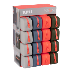 APLI silikonový penál NEON, silikon, displej, 16 ks, mix barev